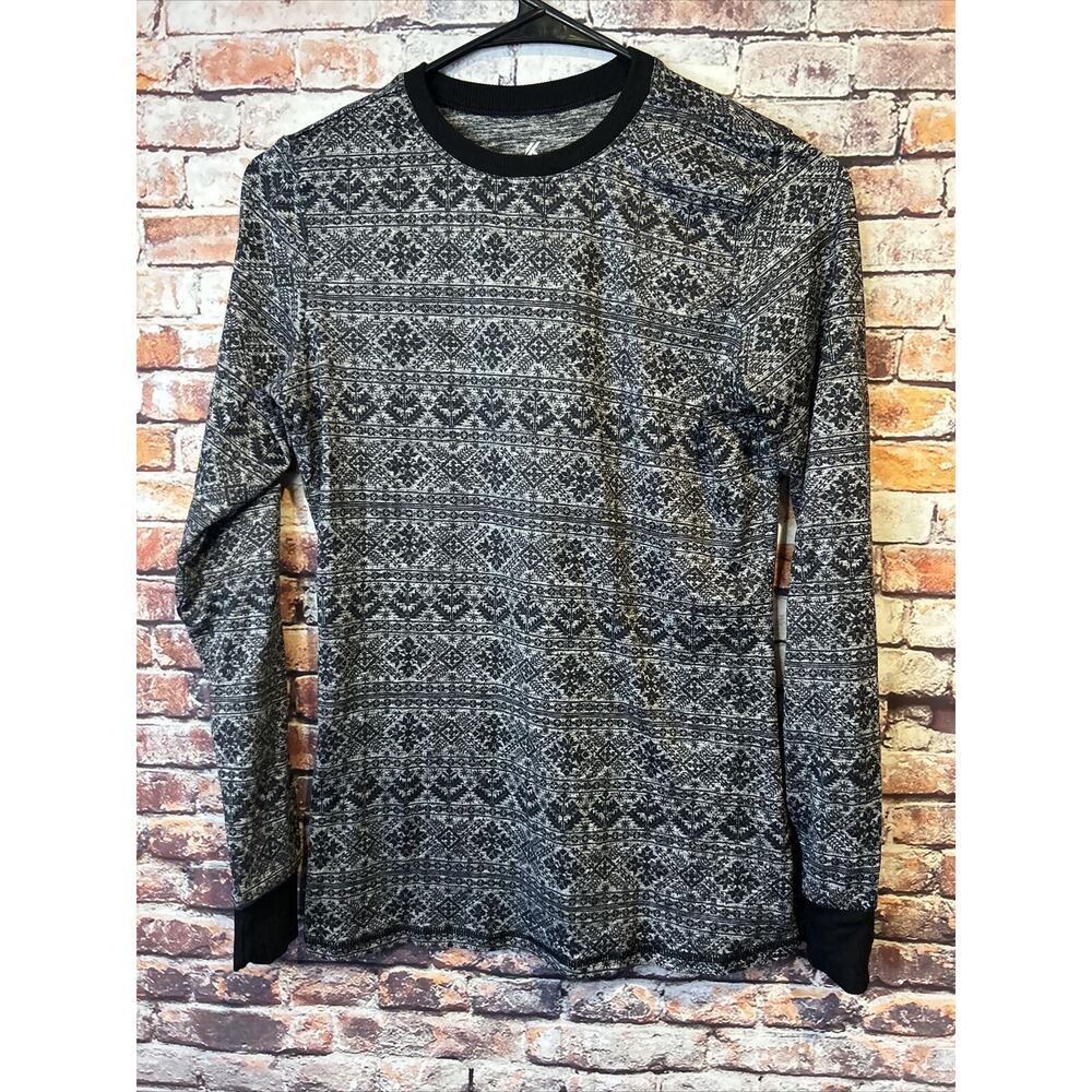 kyodan long sleeve nordic shirt black gray womens size small